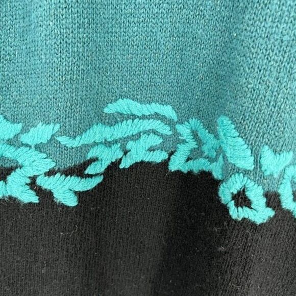 Vintage Segue Embroidered silk angora lambswool Sweater Blue Size Medium - Picture 6 of 8